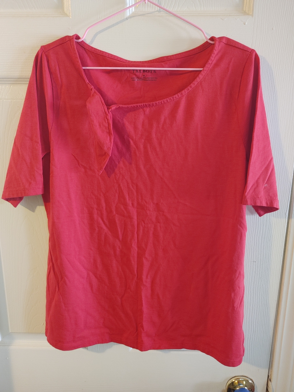 Talbots Raspberry Scoop Neck Short Sleeve Tee
